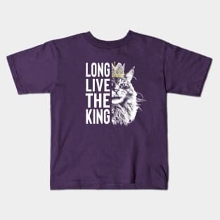 Long Live The King - Maine Coon Cat Face with Graffiti Crown and Text Kids T-Shirt